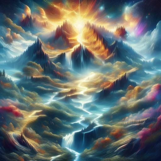 Elysian Fantasy Landscape with Dreamlike Lighting