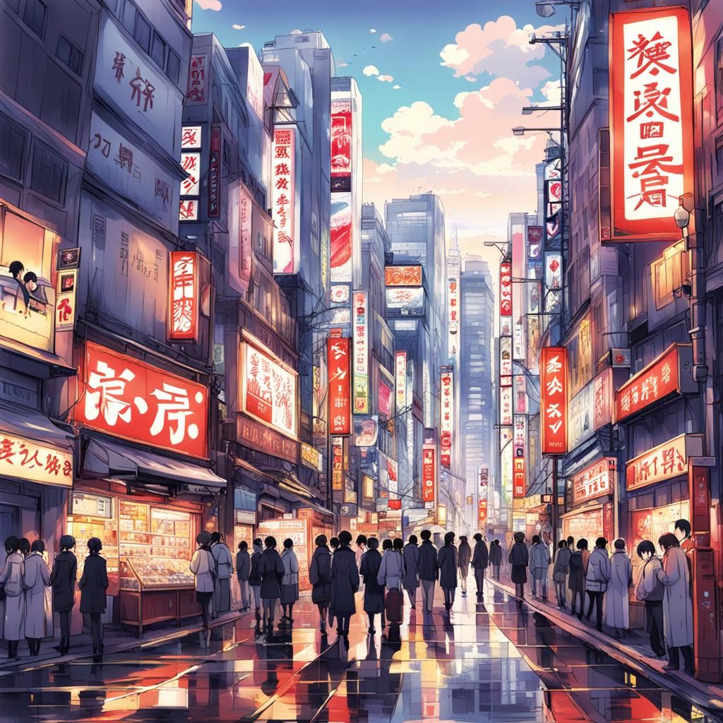 Akihabara Japan in Anime Key Visual Style