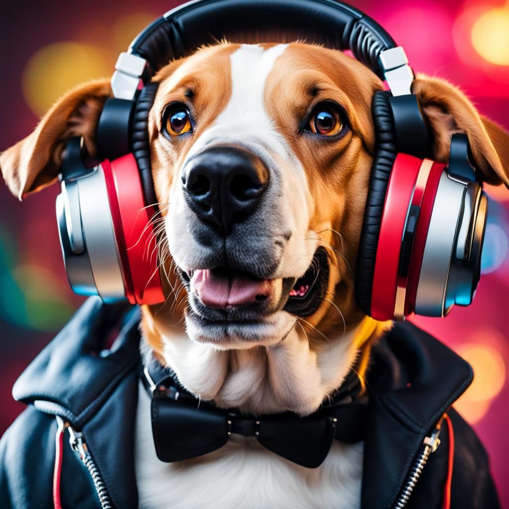 Dog DJ with Headphones