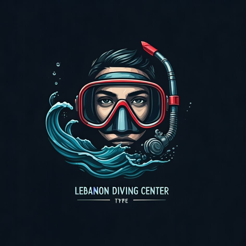 Lebanon Diving Center Logo with Wave and Diving Mask