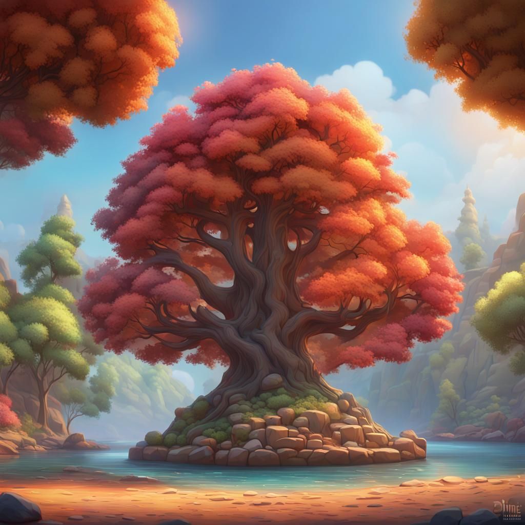 Elemental Tree: 3D Digital Art Concept