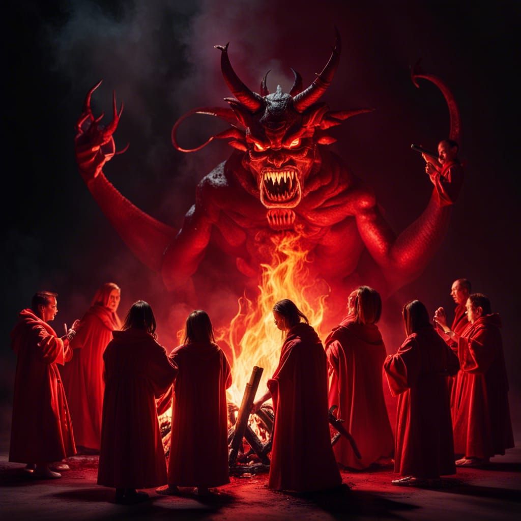 Night Ritual with Fire Demon