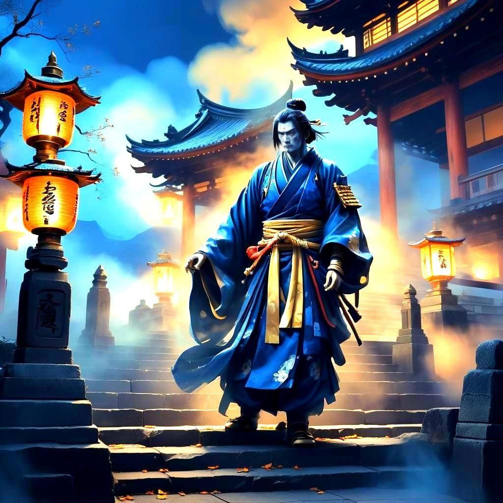 Samurai Ghost Visits Family: Detailed Matte Painting