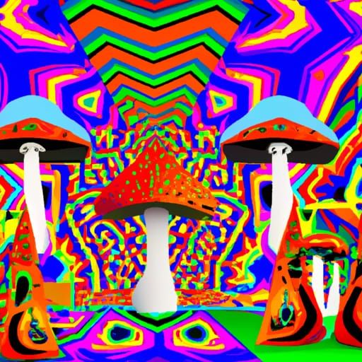 Psychedelic Geometric Mushroom Art