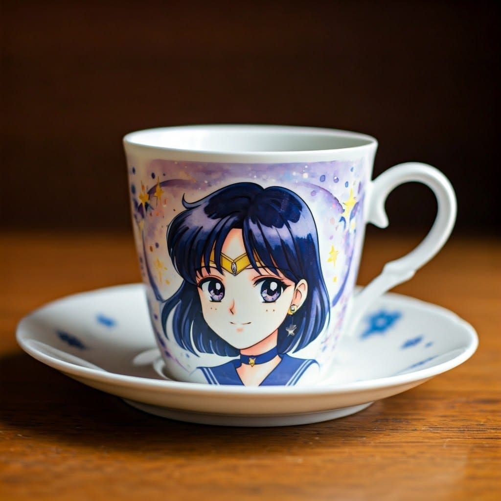 Sailor Saturn Teacup: Japanese Manga Style Porcelain Art