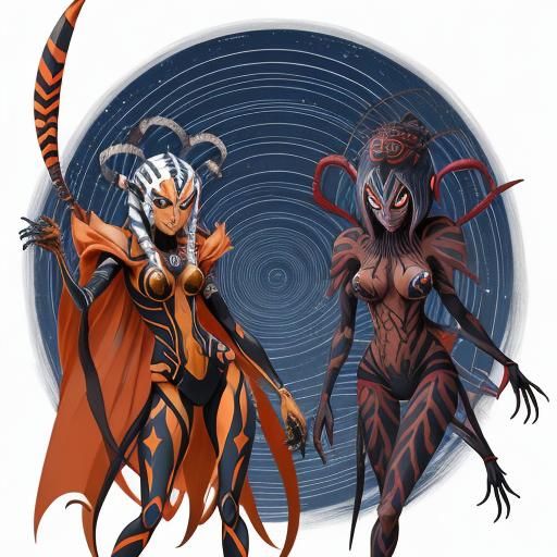 Ahsoka as Arachne Monster Girl in Anime Style