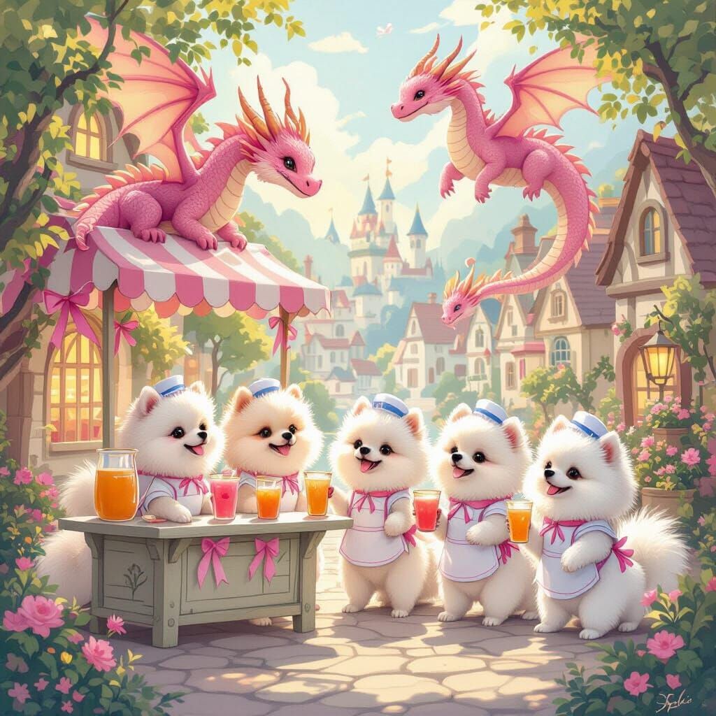 Pink Dragons & Pomeranians Sell Lemonade in Mystical Town