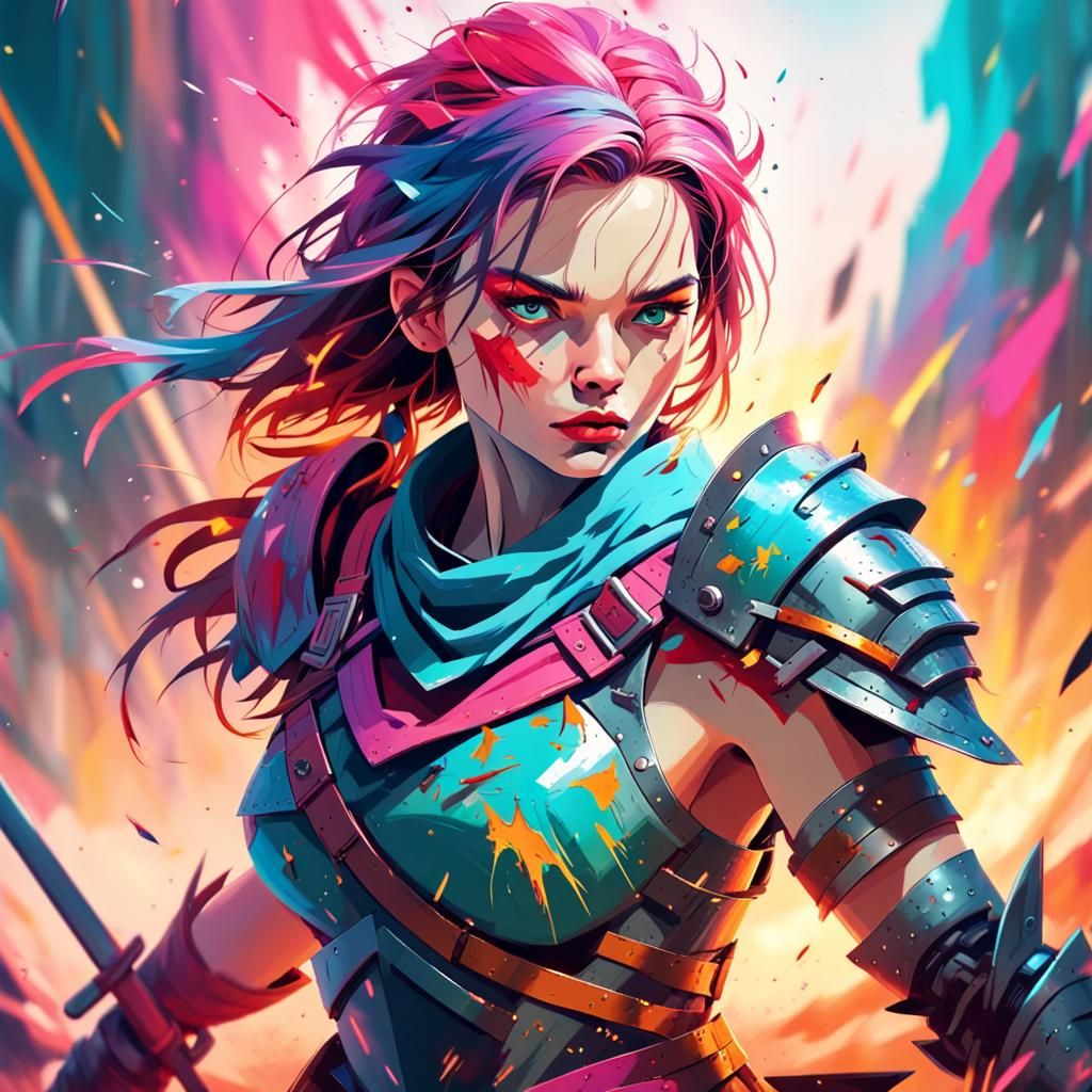 Woman Warrior Portrait in Bright Cinematic Colors