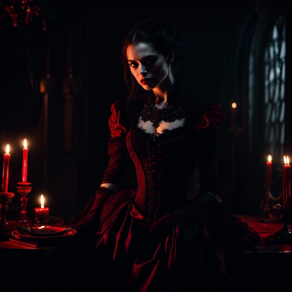 Gothic Vampire Portrait in Candlelight