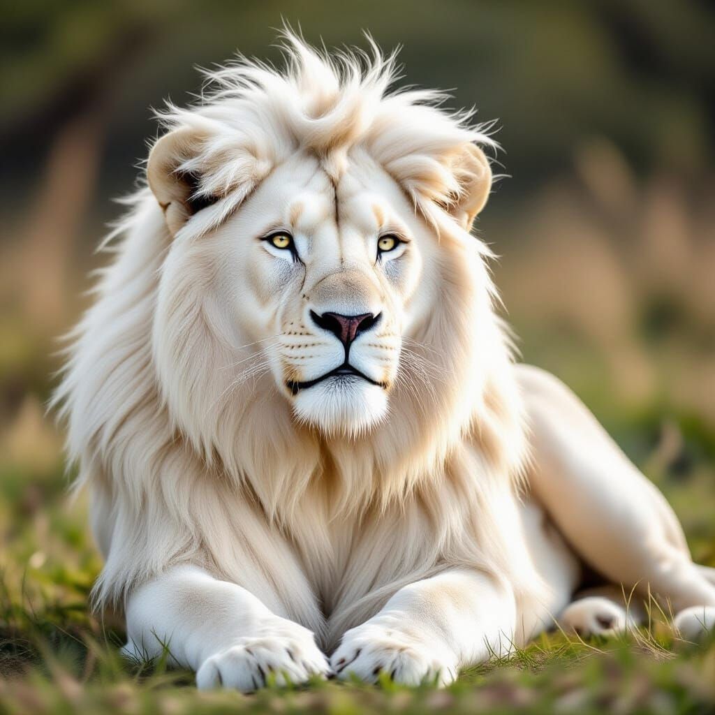 Stunning White Lioness Posing for Portrait