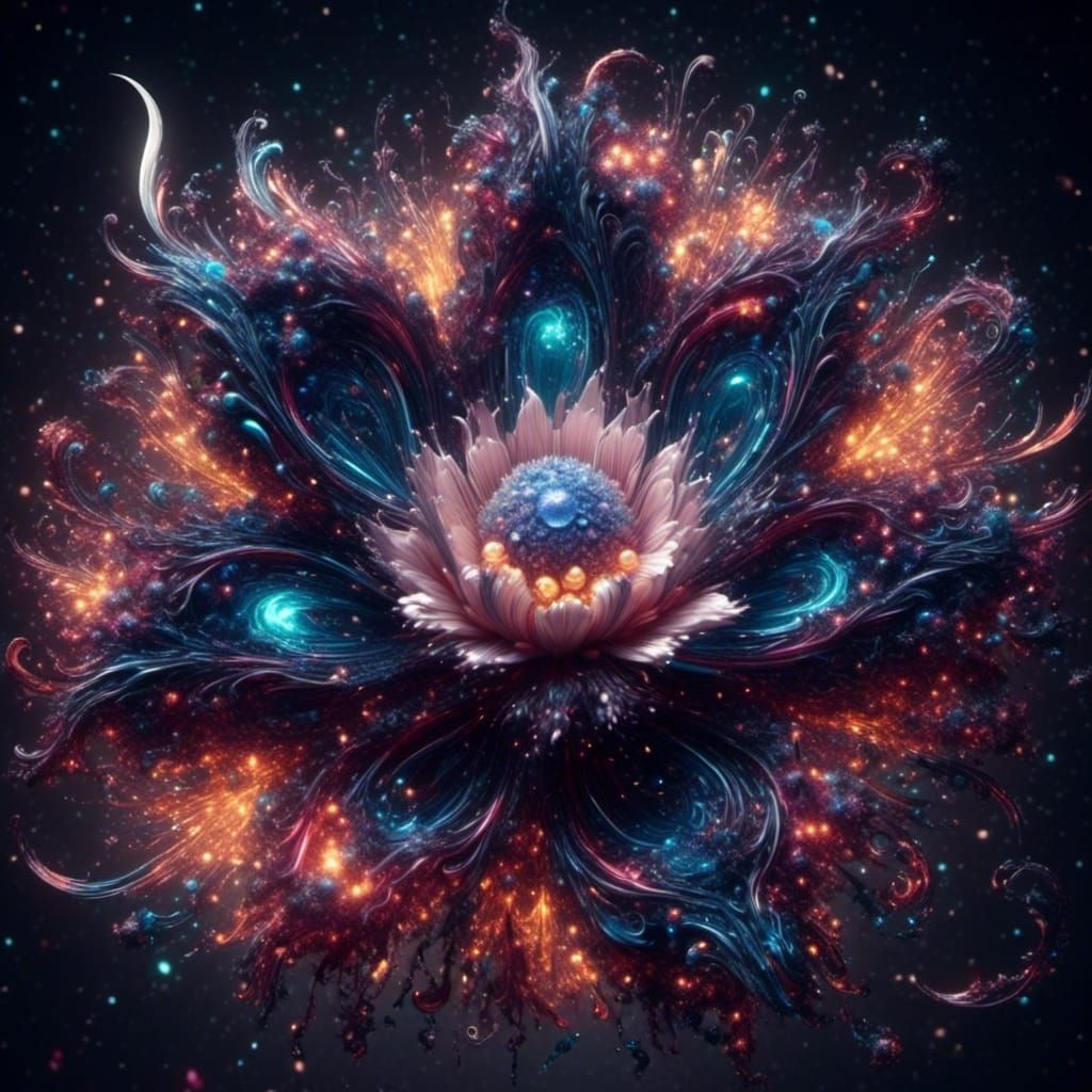 Blooming Moon Flower Explosion in Detailed Matte Painting