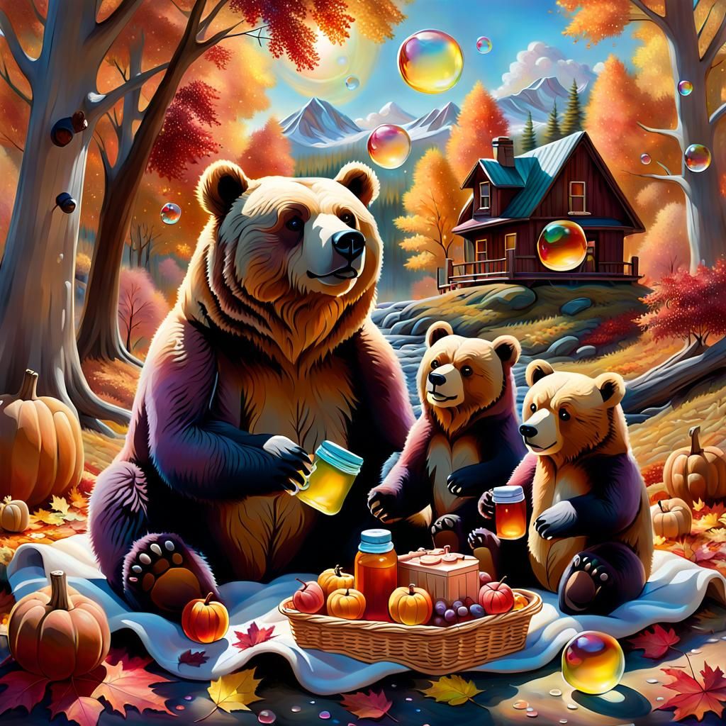 Fall Picnic with Mama and Baby Bears