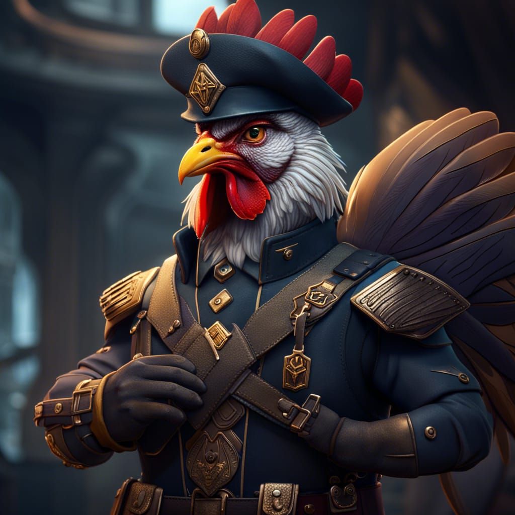 Chicken Secret Agent in Detailed Matte Painting