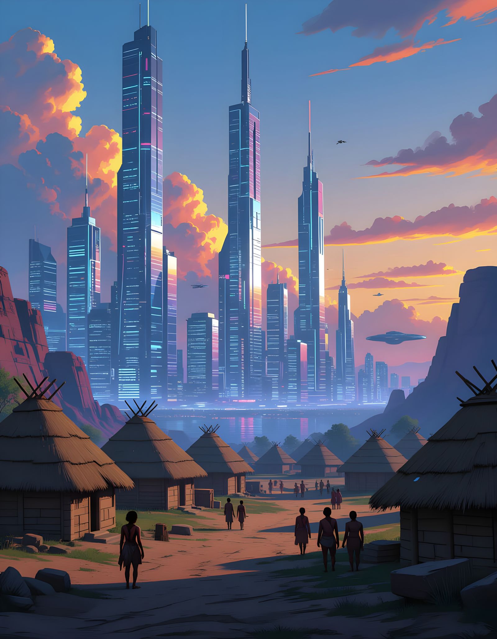 Futuristic City Meets Stone Age Village in Contrasting Lands...