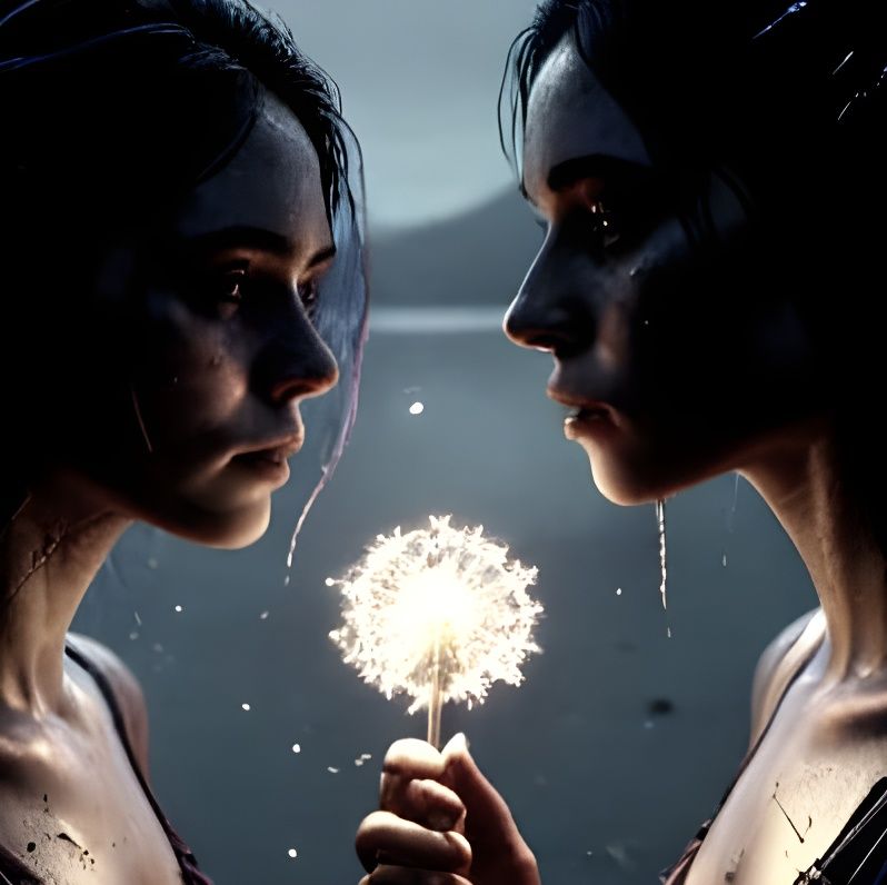 Mysterious Dandelion in Twilight Desolation