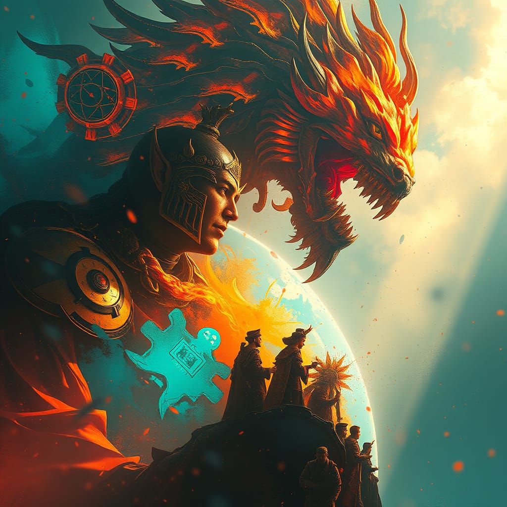 Golden Concept Art in Art Nouveau Style