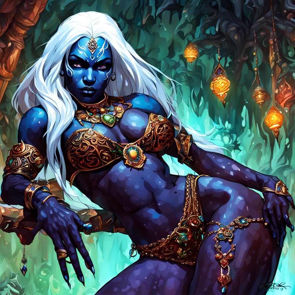 Exotic Drow Female with Transparent Bikini