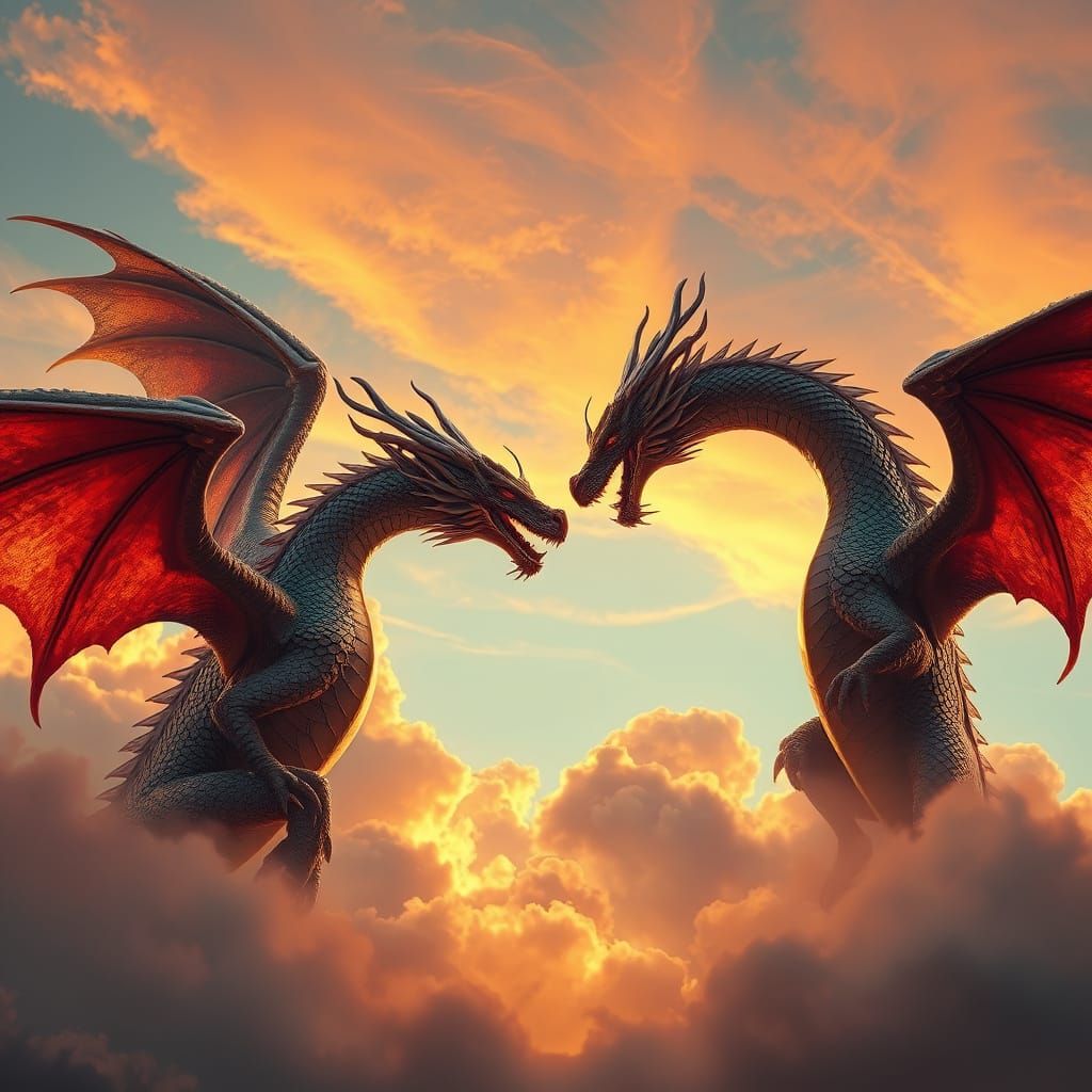Majestic Dragons Engage in Dazzling Courtship Display