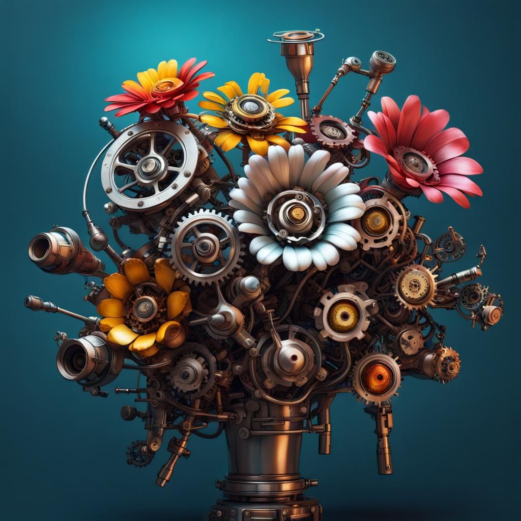 Mechanical Steampunk Metal Flower Bouquet