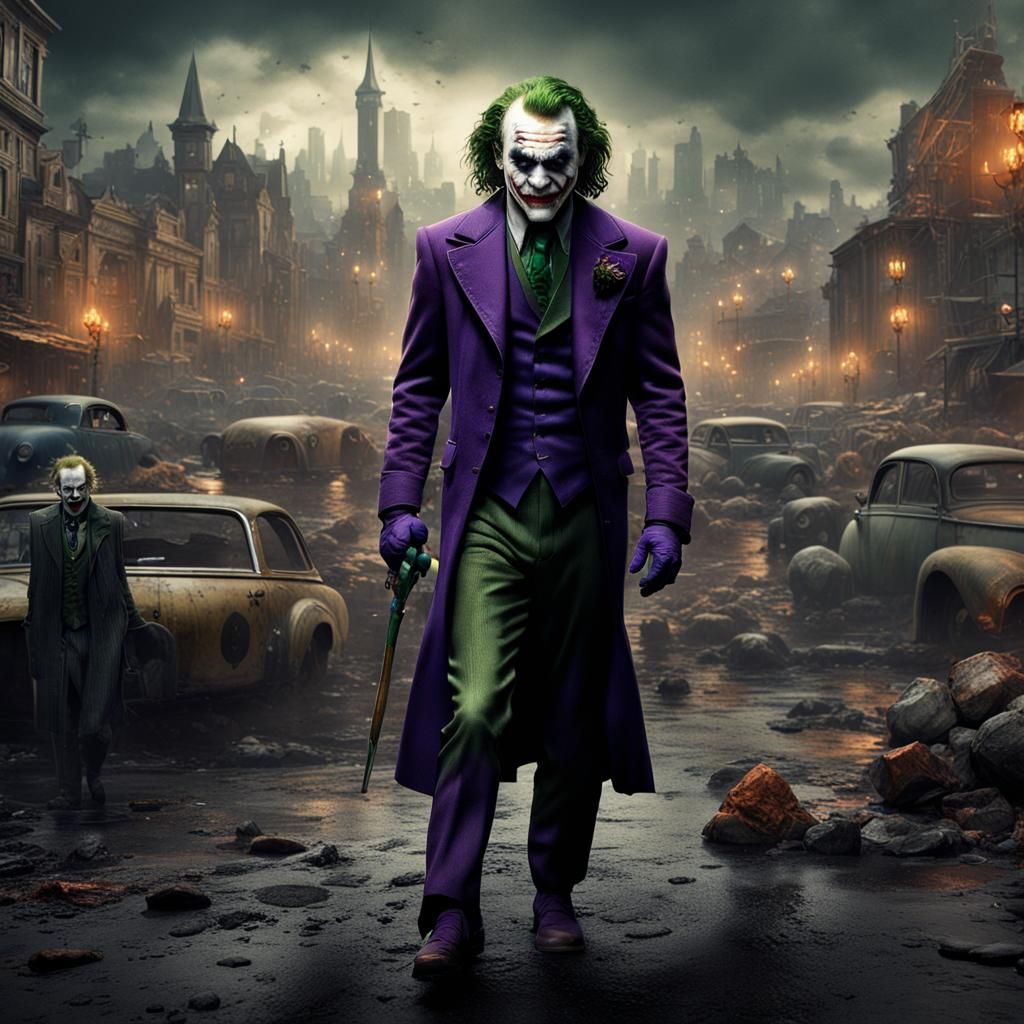 Detailed Matte Painting of Heath Ledger Joker