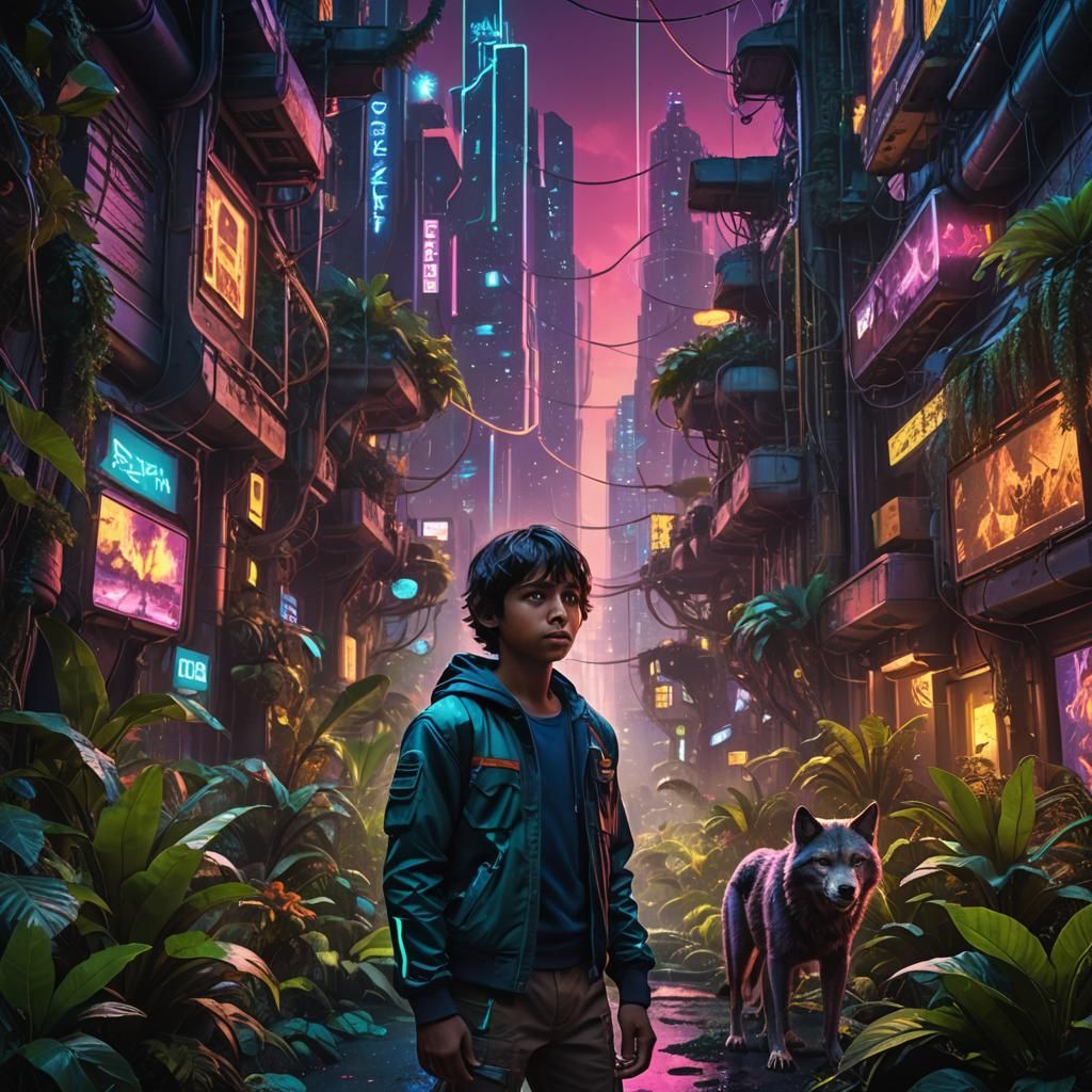 Mowgli in a Futuristic Jungle Metropolis