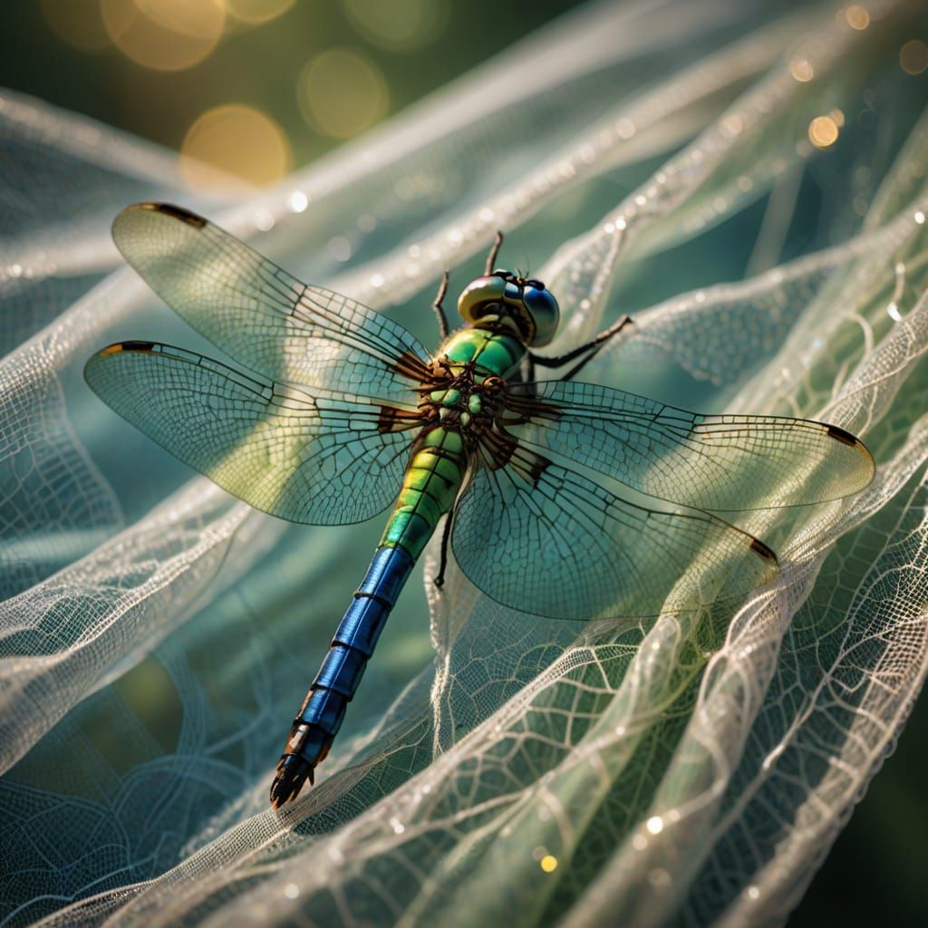 Ethereal Dragonfly in Organza Fabric
