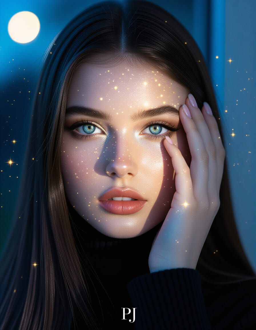 Twilight Woman with Starlight, in Magical Realism