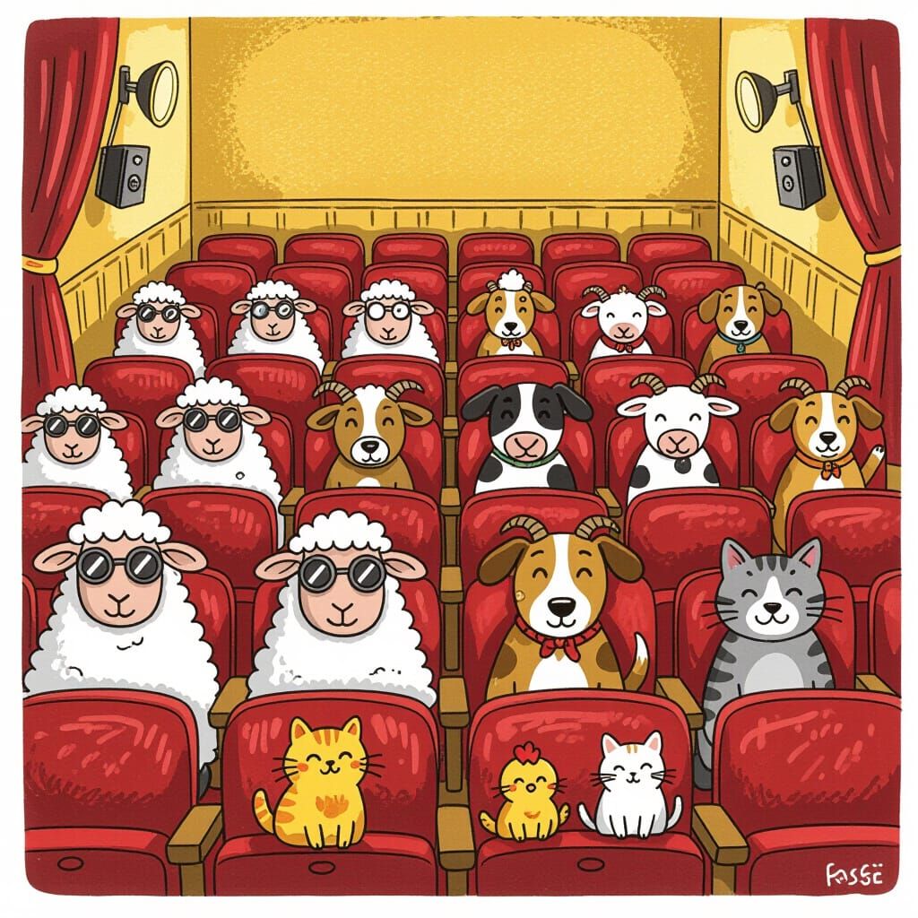 Whimsical Theater Filled With Animals Watching a Show