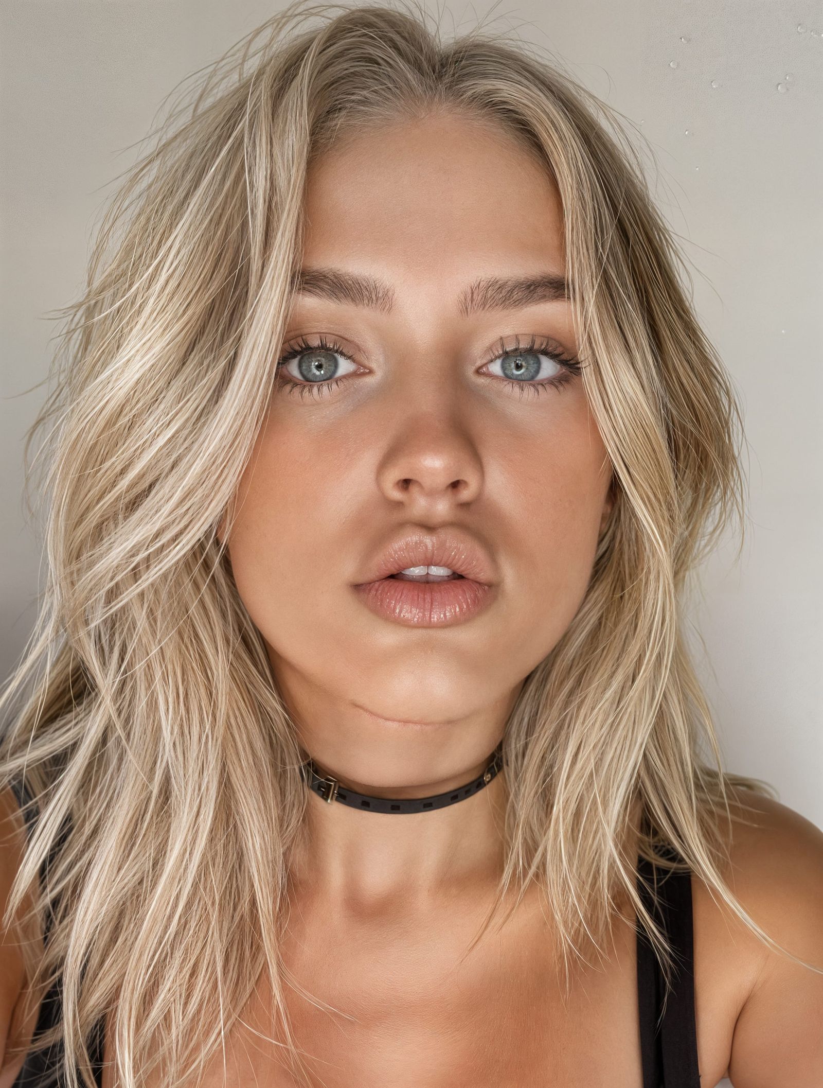 Striking Blonde Woman Pouting Portrait