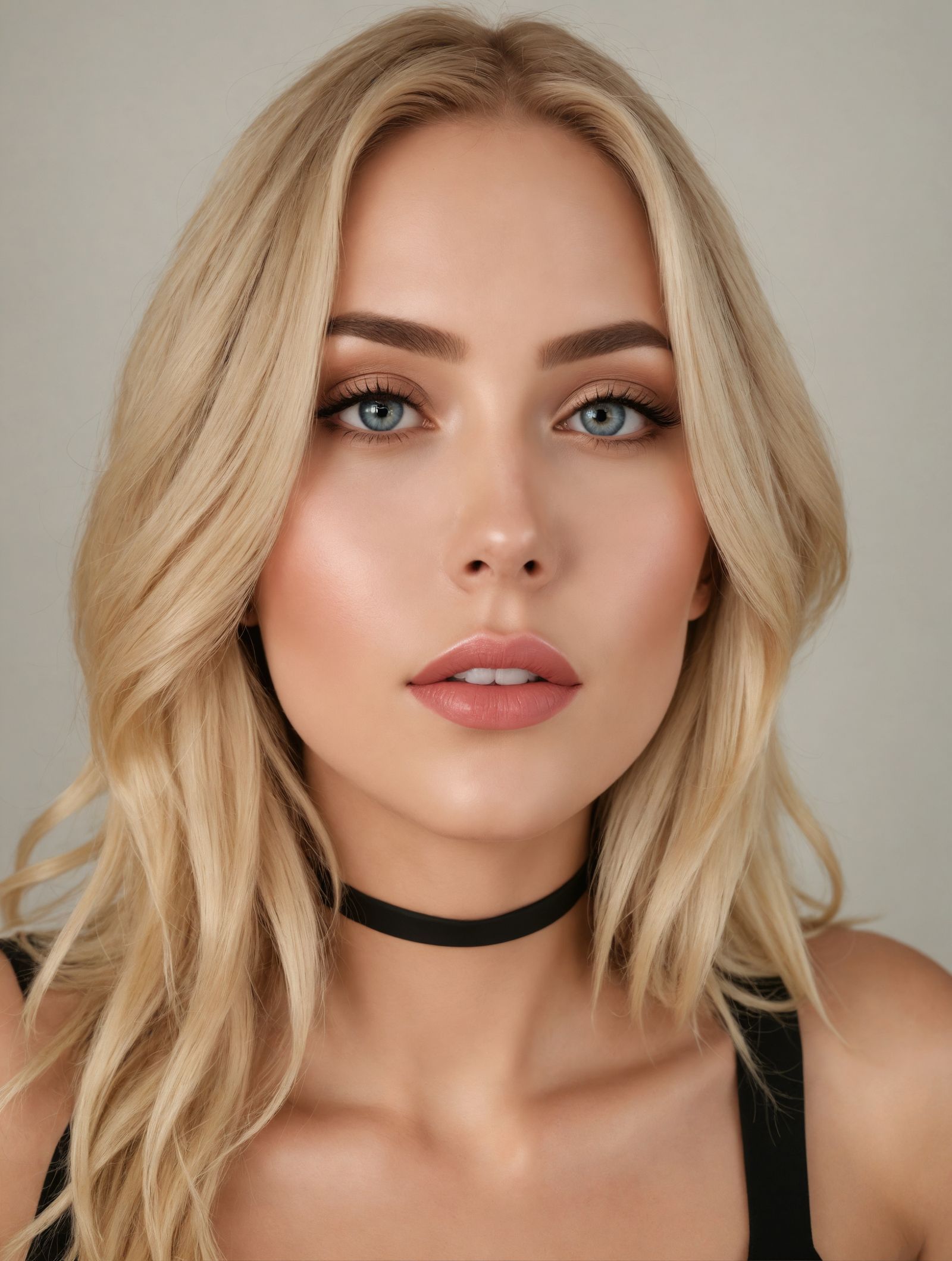 Blonde Model Pouts in Fashion Photoshoot