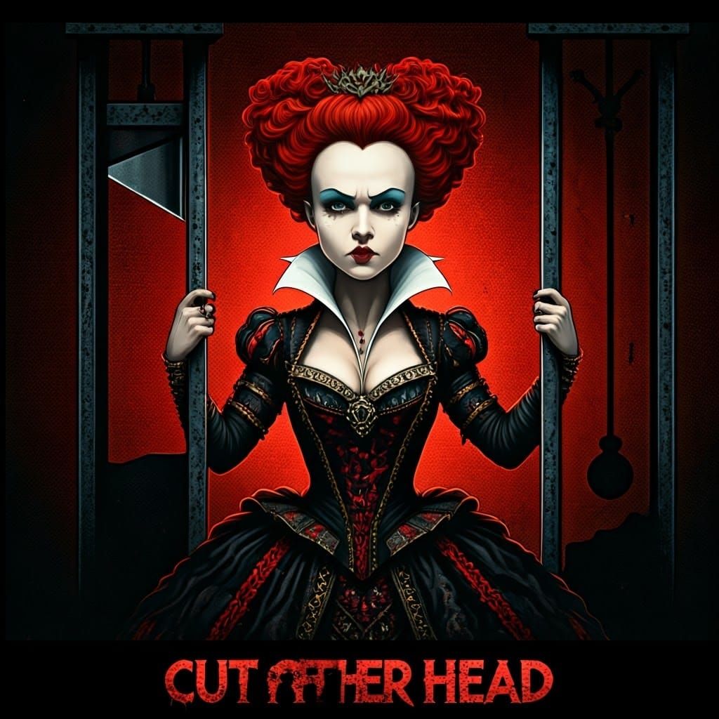 Red Queen in Prison with Guillotine Shadow