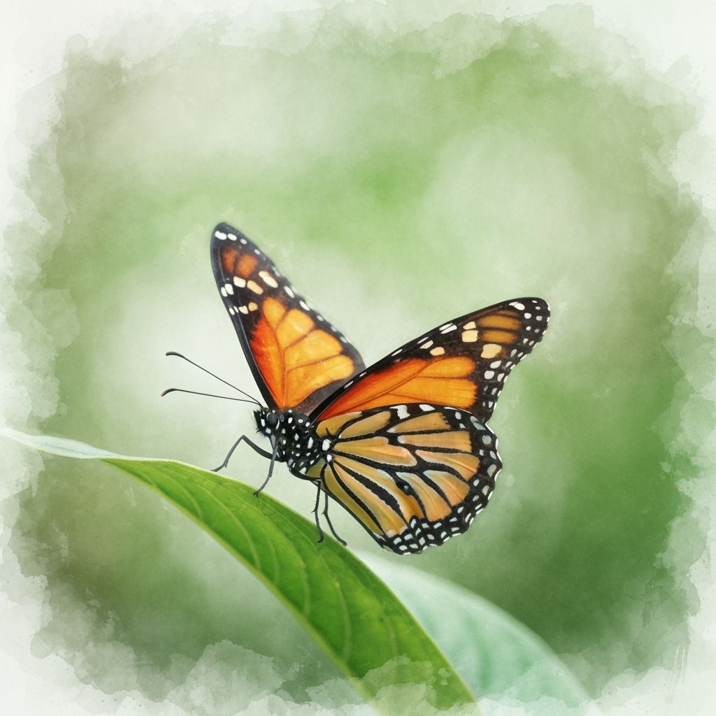 Delicate Monarch Butterfly in Watercolour Style