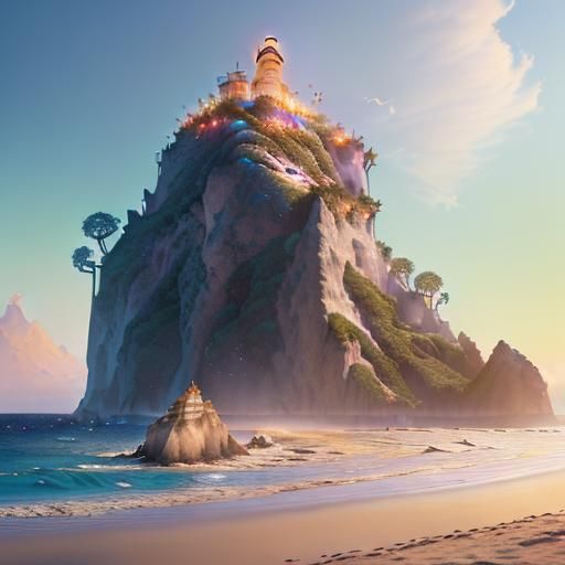 Joyful Beach Holiday Scene in Detailed Matte Painting