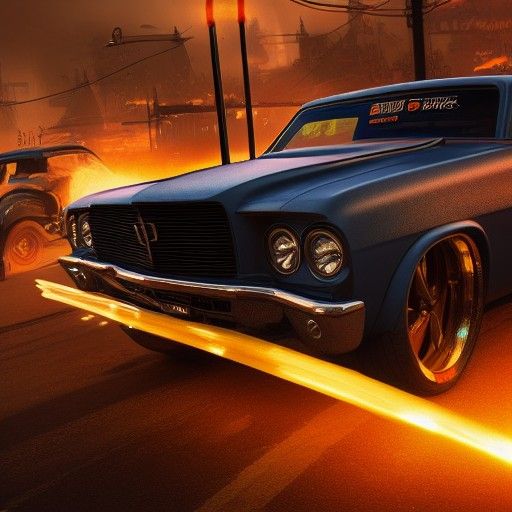 Grease Monkey Working on Muscle Car