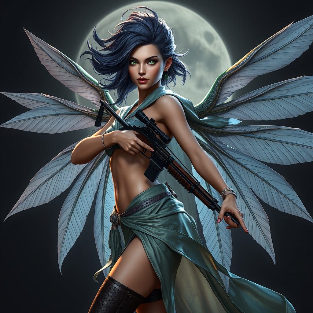 Ethereal Goddess of Deception in Iridescent Armor