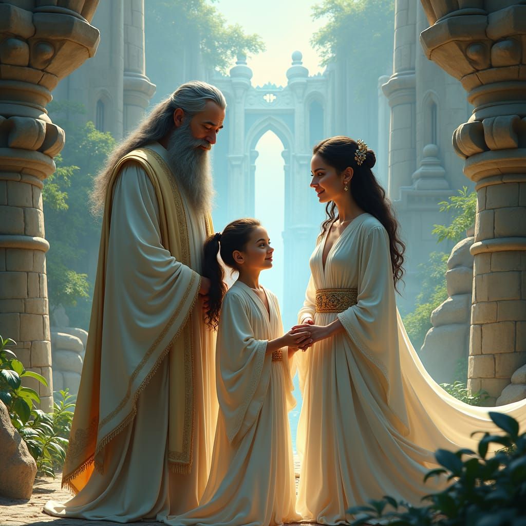 Family Portrait in a Vibrant Fantasy Realm