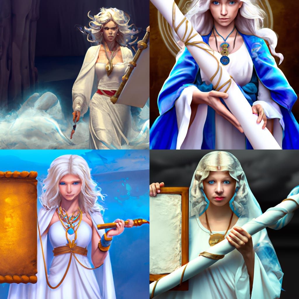 Mystical Woman Holding Scroll: Fantasy Concept Art