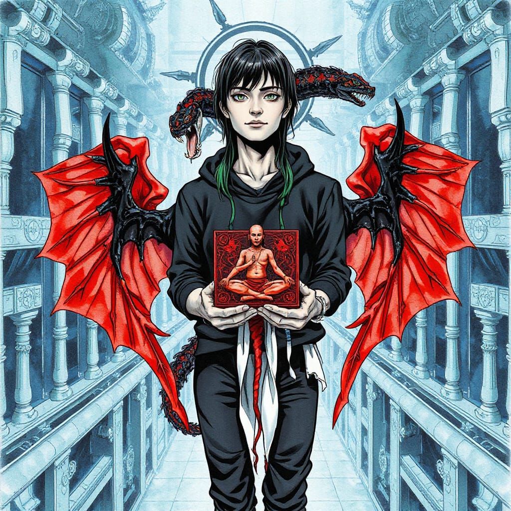 Slender Deity in Junji Ito Anime Realism Style