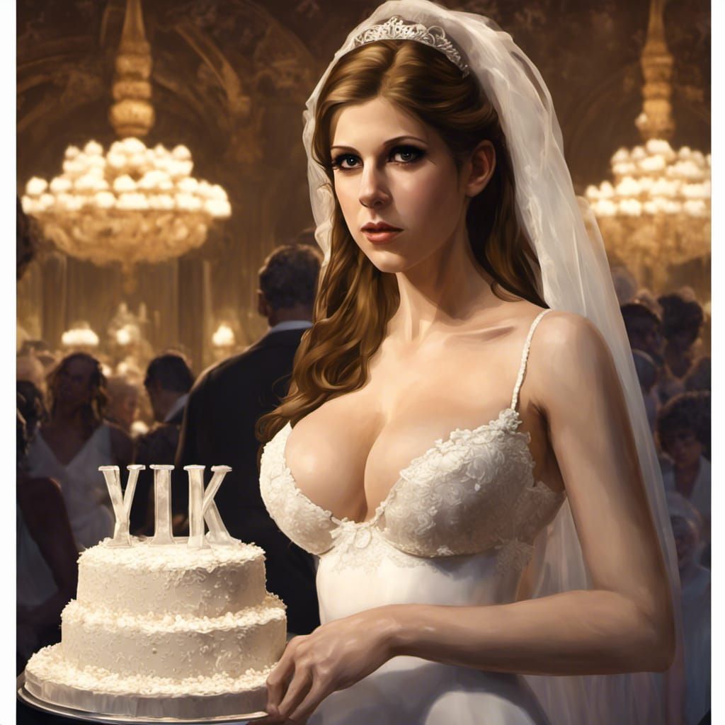 Busty Bride with Wedding Cake in Art Nouveau Style