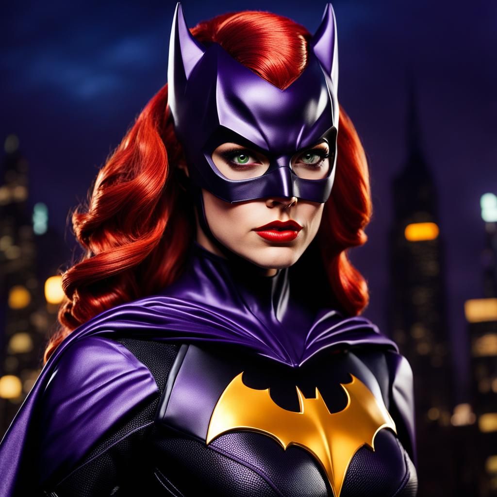 Batgirl with Red Hair in Gotham City