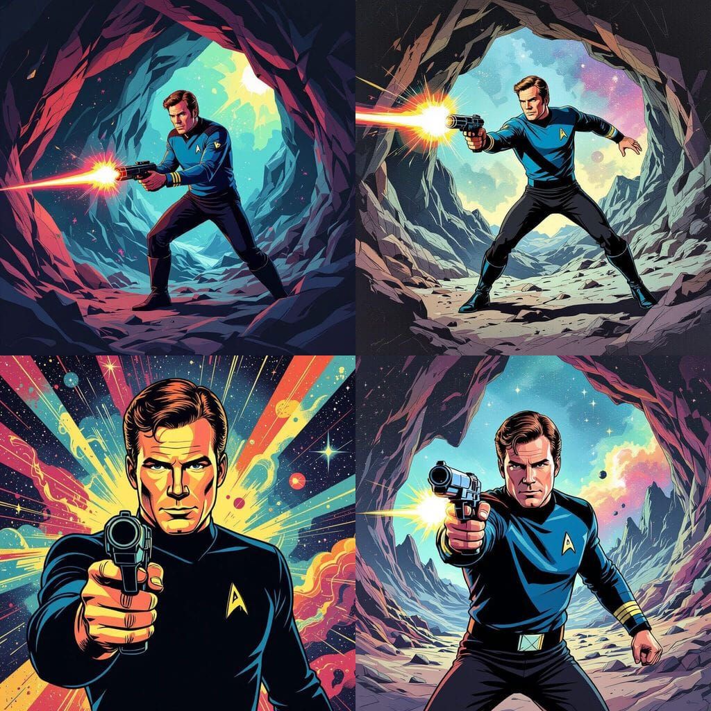 Star Trek Captain Kirk in Geometric Abstract Sci-Fi Art