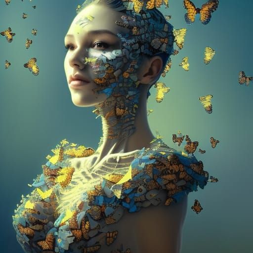 Butterfly Skeleton Portrait in Hyperdetailed Style