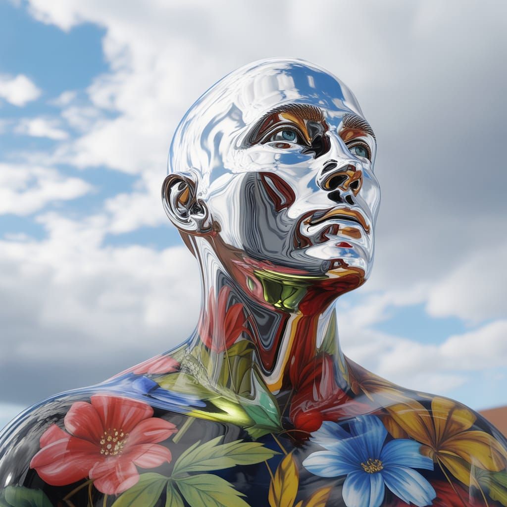 Expressive Sculpture of Reflected Glory in Art Deco Style