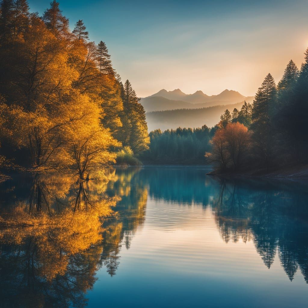 Blue Lake Landscape Photography at Golden Hour