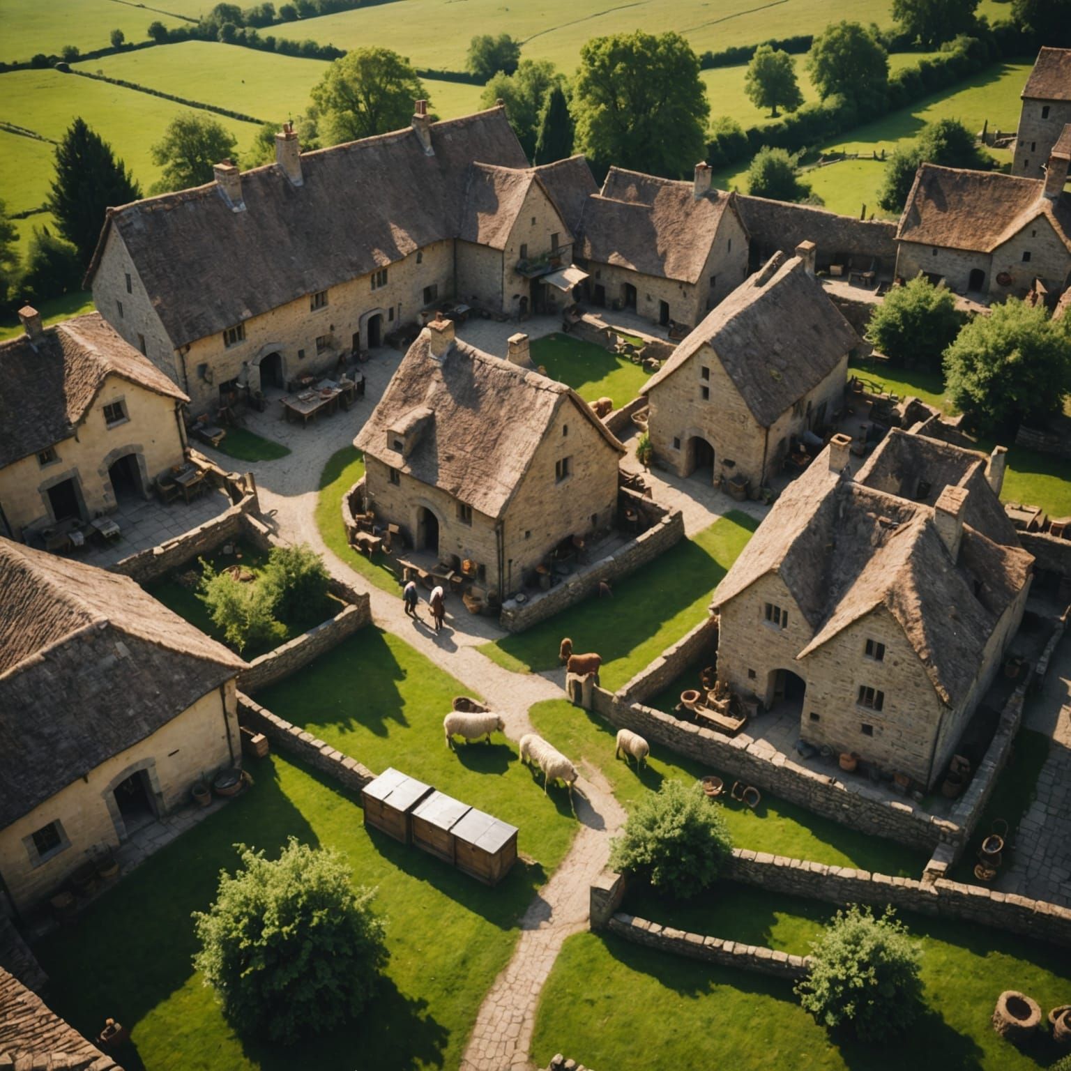 Medieval Village Bird's Eye View: Detailed Photography