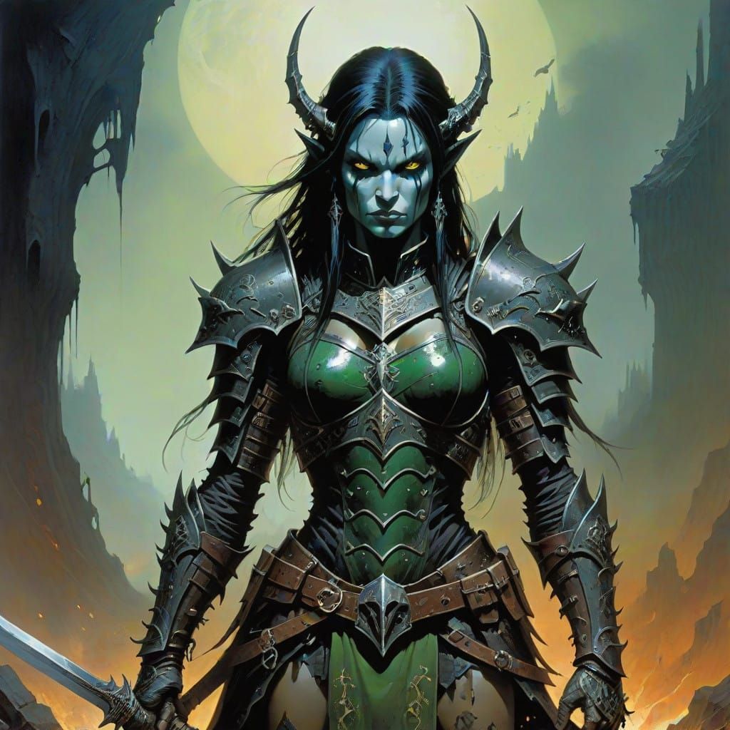 Dark Elf Shadowknight in Muted Fantasy Armor