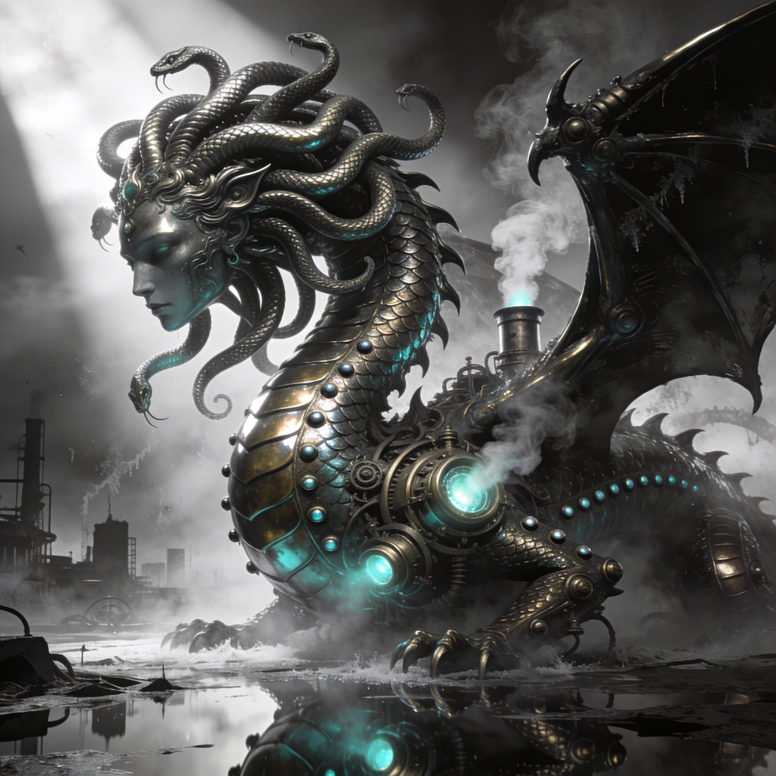 Gothic Steampunk Medusa Dragon of Doom