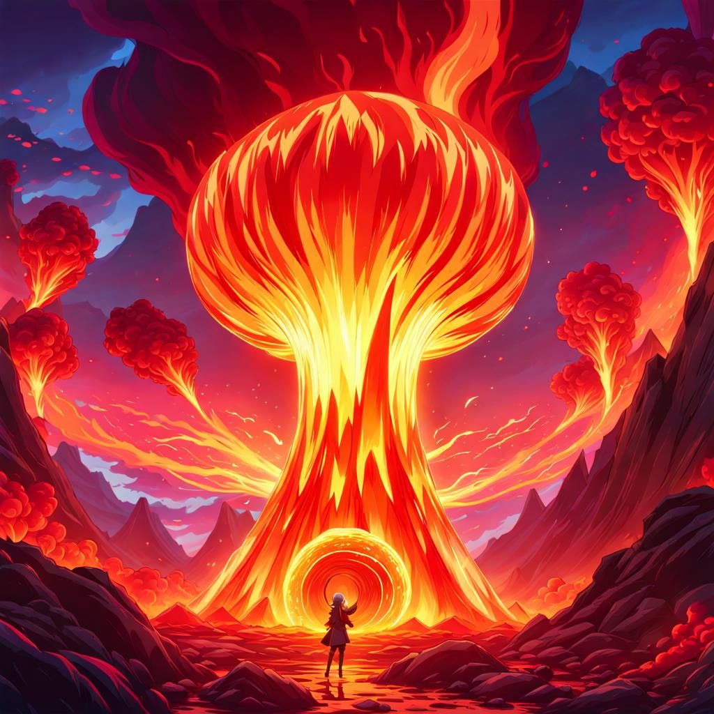 Anime Lava Elemental Inside Lava Lamp in 8K