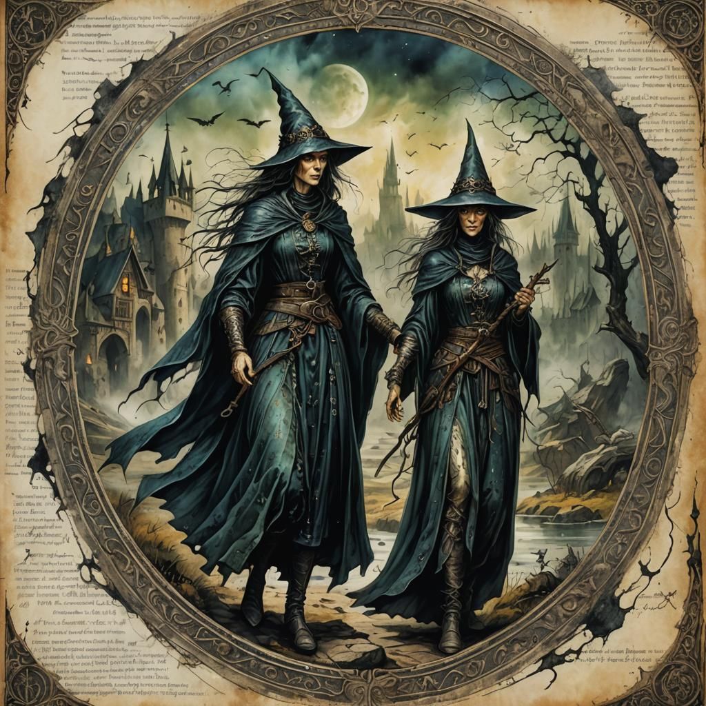 Witches' Sabbath Illustration in a Vintage Style