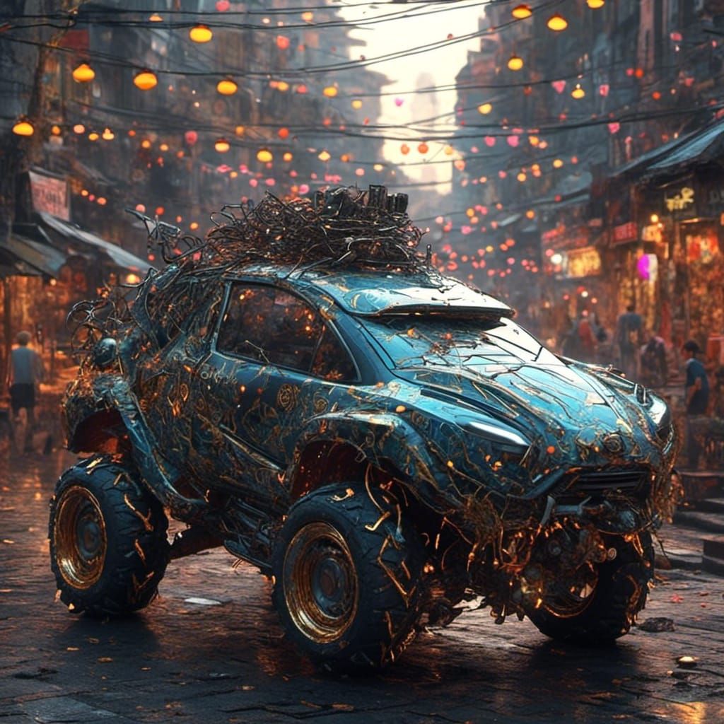 Futuristic Ute Car in Cyberpunk Style